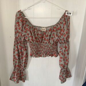 Elegant Floral Smocked Blouse